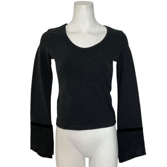 Munthe Plus Simonsen Copenhagen Tee Shirt Top S Gray Bell Sleeve Wool Blend Goth - Picture 1 of 12